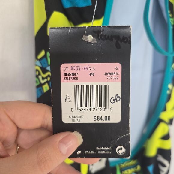 Nike Pow Lingerie Tank One Piece Swimsuit Competitive‎ Multicolor NWT Size 14 - Picture 7 of 9